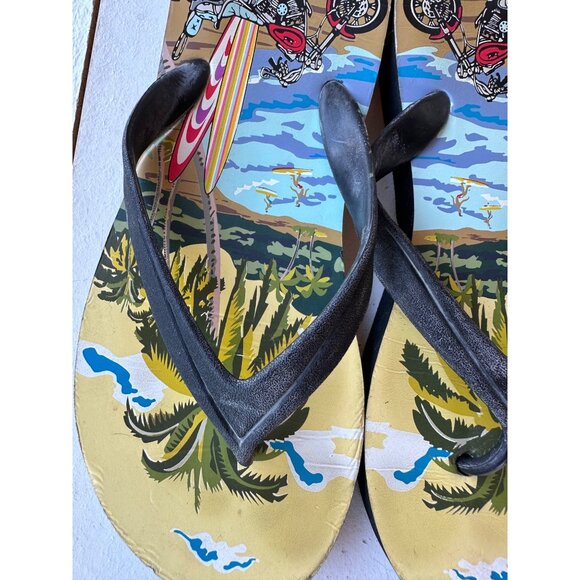Beach Theme Flip Flops Sandals Men's Size Large (Brand Unknown) - Picture 15 of 16